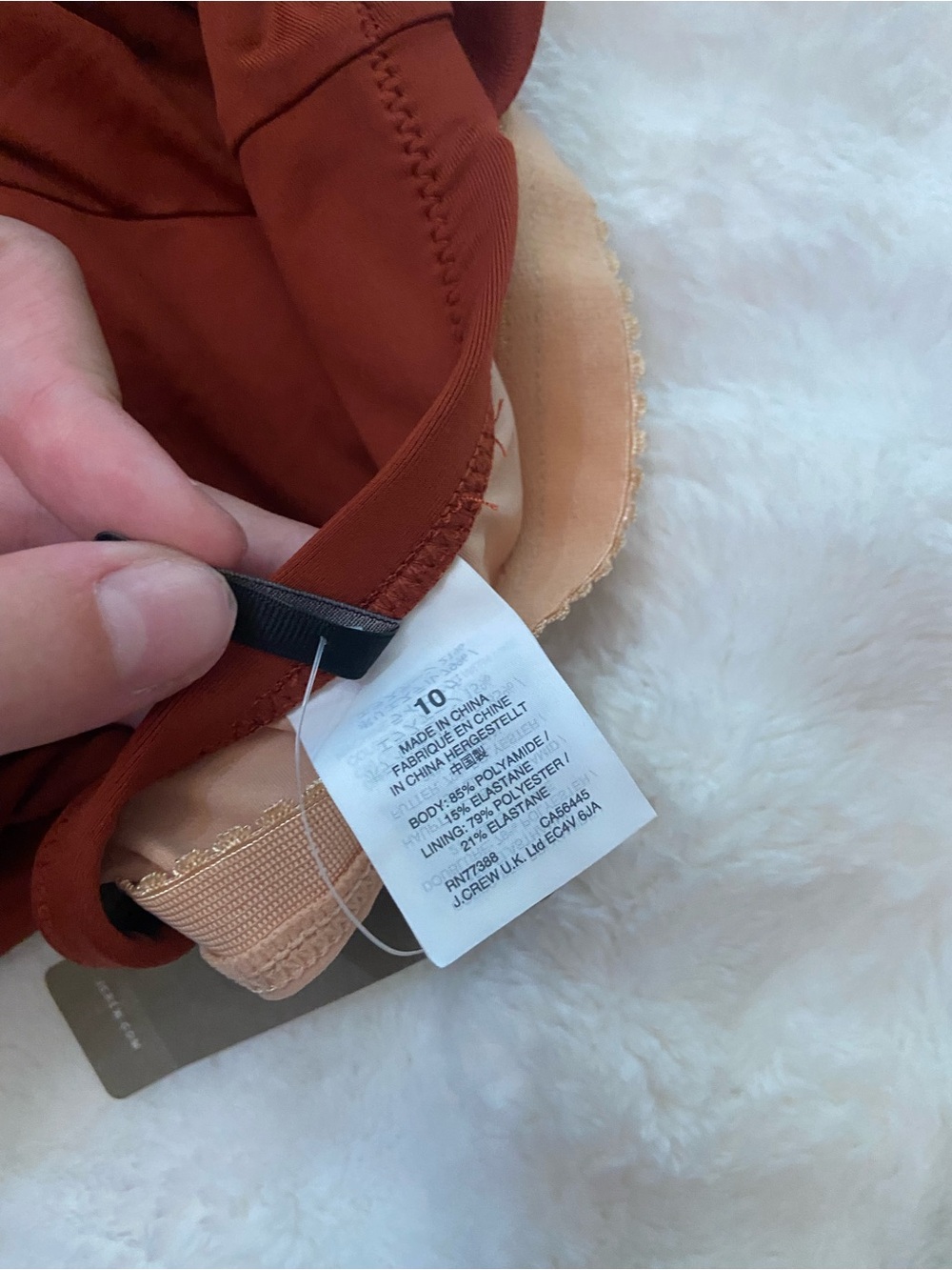 New! J.Crew grosgrain Tie Strap One Piece Swimsuit rust brown NWT 39442 - Picture 6 of 8